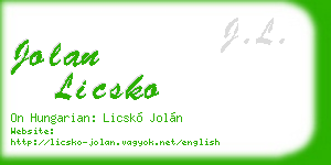 jolan licsko business card